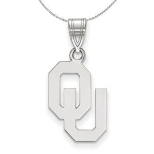 Sterling Silver U. of Oklahoma Medium Pendant Necklace - 24 Inch
